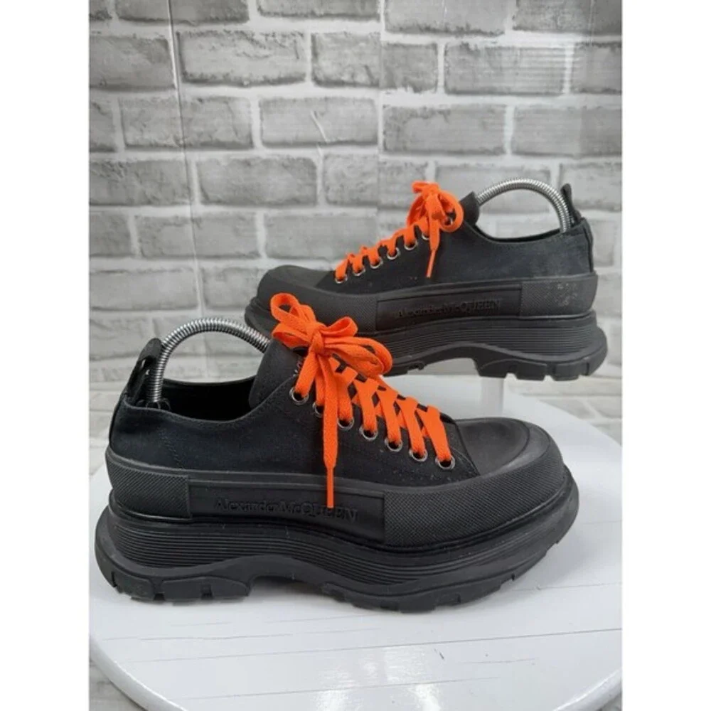 Alexander McQueen Black & Orange Tread Slick Low Platform Sneakers 40 - 9.5/10
